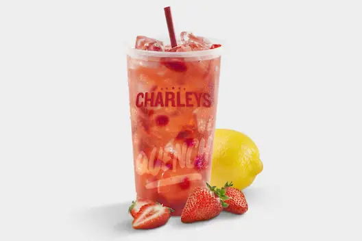 Charleys Camden lemonade in Peach, Strawberry, and Blueberry flavors